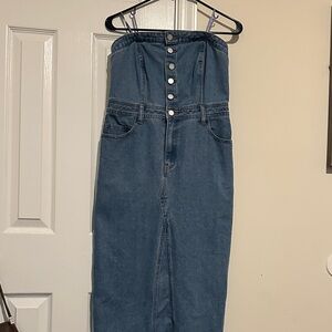 Sincerely Jules Strapless High-Rise Denim Skirt - Blue